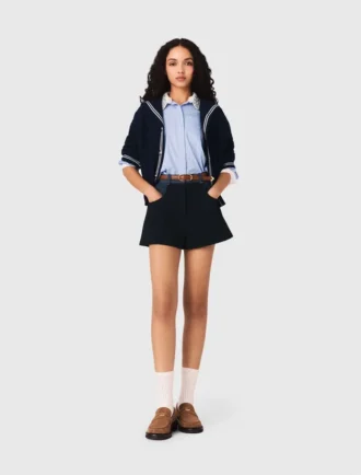 Tweed shorts with denim details Tweed shorts with denim details