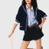 Tweed shorts with denim details Tweed shorts with denim details