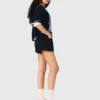 Tweed shorts with denim details Tweed shorts with denim details