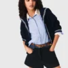 Tweed shorts with denim details Tweed shorts with denim details