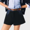 Tweed shorts with denim details Tweed shorts with denim details