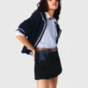 Tweed shorts with denim details Tweed shorts with denim details