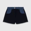 Tweed shorts with denim details Tweed shorts with denim details