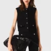 Tweed top with removable collar