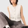Tweed vest with pearl trim