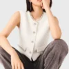 Tweed vest with pearl trim