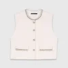 Tweed vest with pearl trim