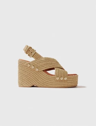 Wedge sandals with raffia effect Wedge sandals with raffia effect