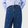 Wide jeans with rhinestones