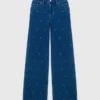 Wide jeans with rhinestones