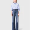 Wide-leg denim jeans with studs Wide-leg denim jeans with studs