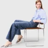 Wide-leg denim jeans with studs Wide-leg denim jeans with studs