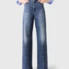 Wide-leg denim jeans with studs Wide-leg denim jeans with studs