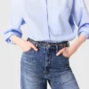 Wide-leg denim jeans with studs Wide-leg denim jeans with studs