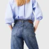 Wide-leg denim jeans with studs Wide-leg denim jeans with studs