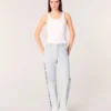 Wide-leg rhinestone cutaway jeans Wide-leg rhinestone cutaway jeans