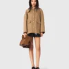 Wool coat with removable hood