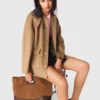 Wool coat with removable hood