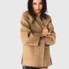 Wool coat with removable hood