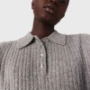 Wool polo shirt with rhinestone collar Wool polo shirt with rhinestone collar