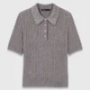 Wool polo shirt with rhinestone collar Wool polo shirt with rhinestone collar